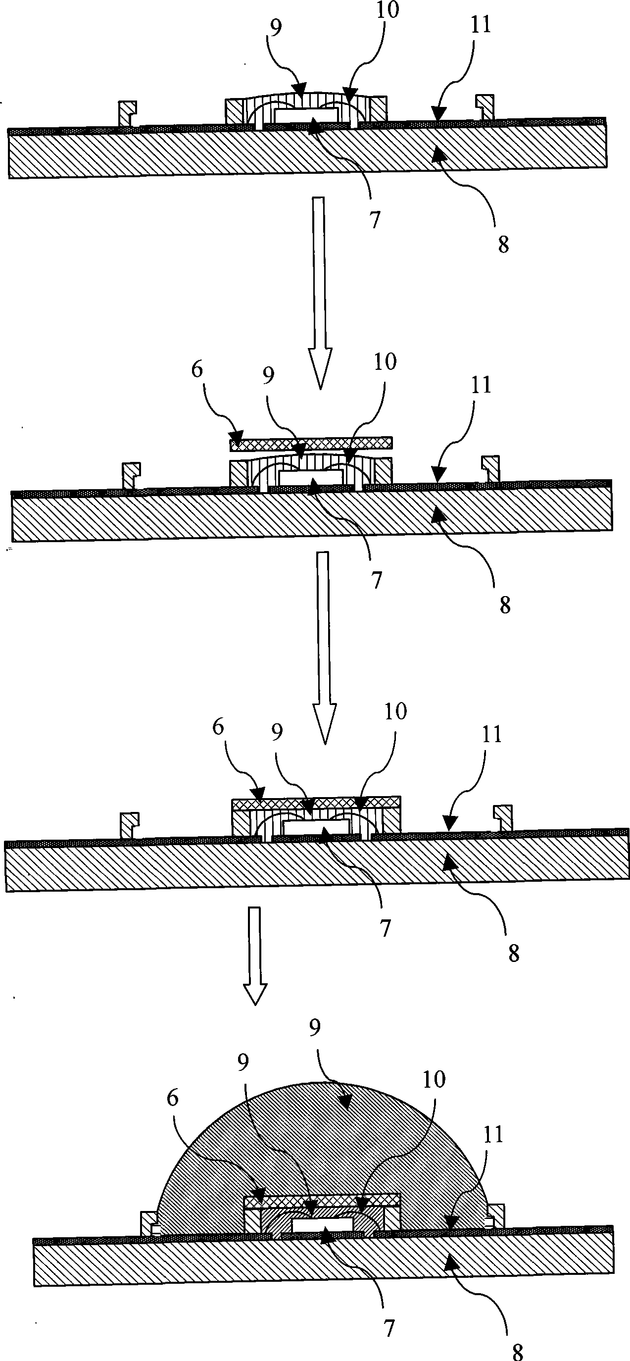 Encapsulation structure and method for white light emitting diode device