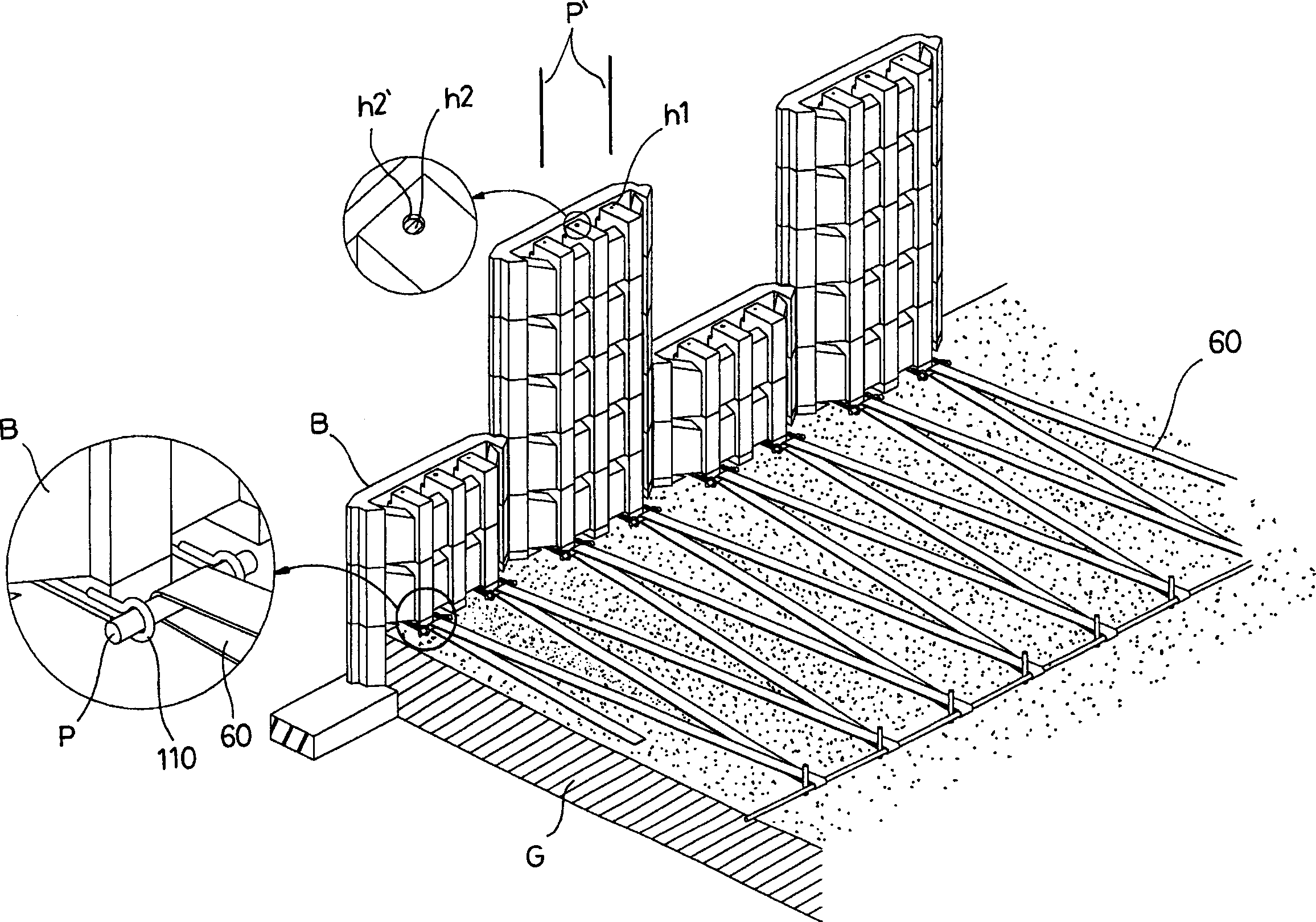 Block for constructing retaining wall, prefabricated reinforced retaining wall constructed using the block and construction method of the prefabricated reinforced retaining wall