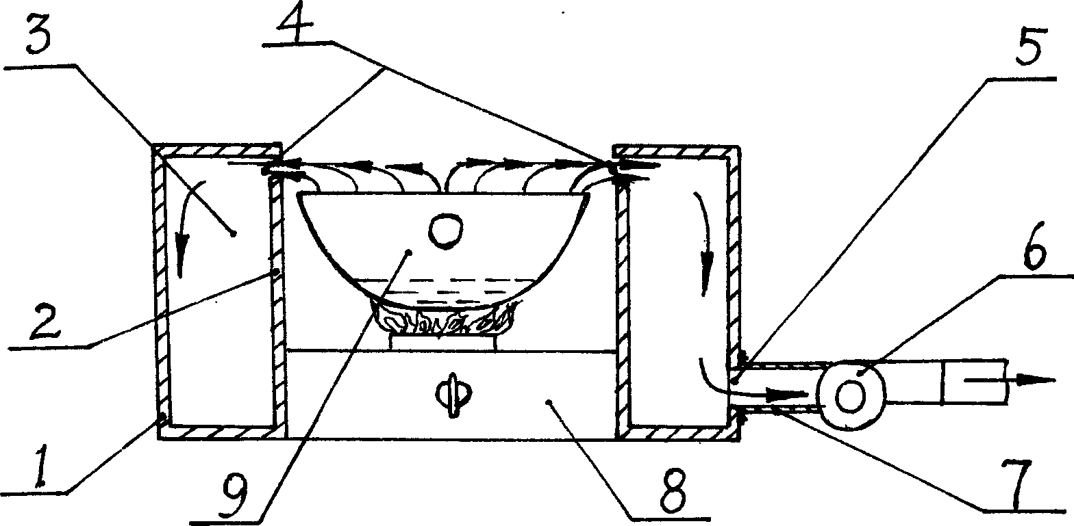 Down air-exhaust type oil-fume removing device