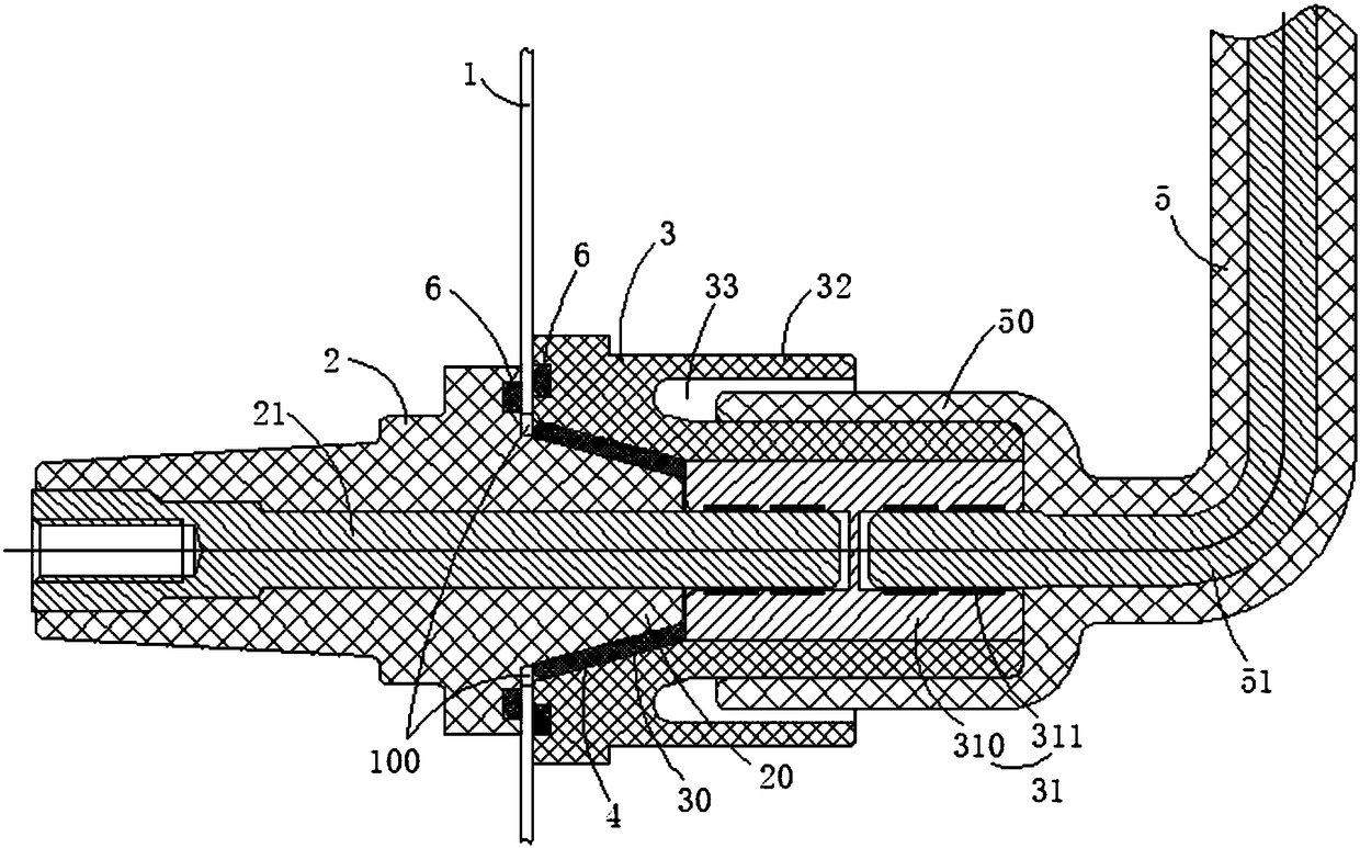 Inner cone plug-in and plug-out cable combination accessory