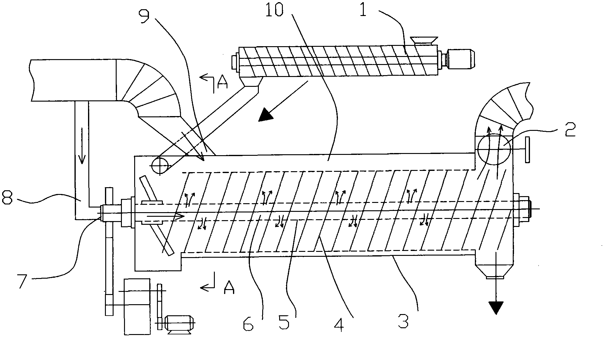 Drying device for drying sludge by using flue gas