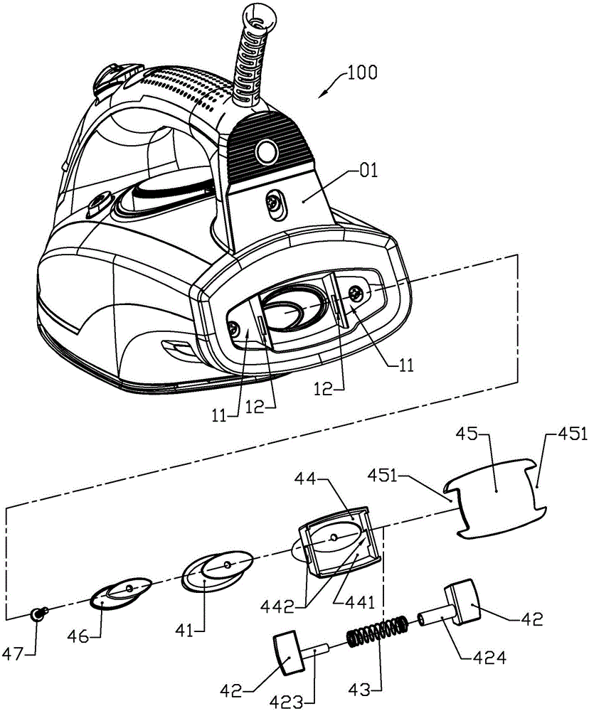 Steam and dry iron evaporation cavity impurity collecting structure