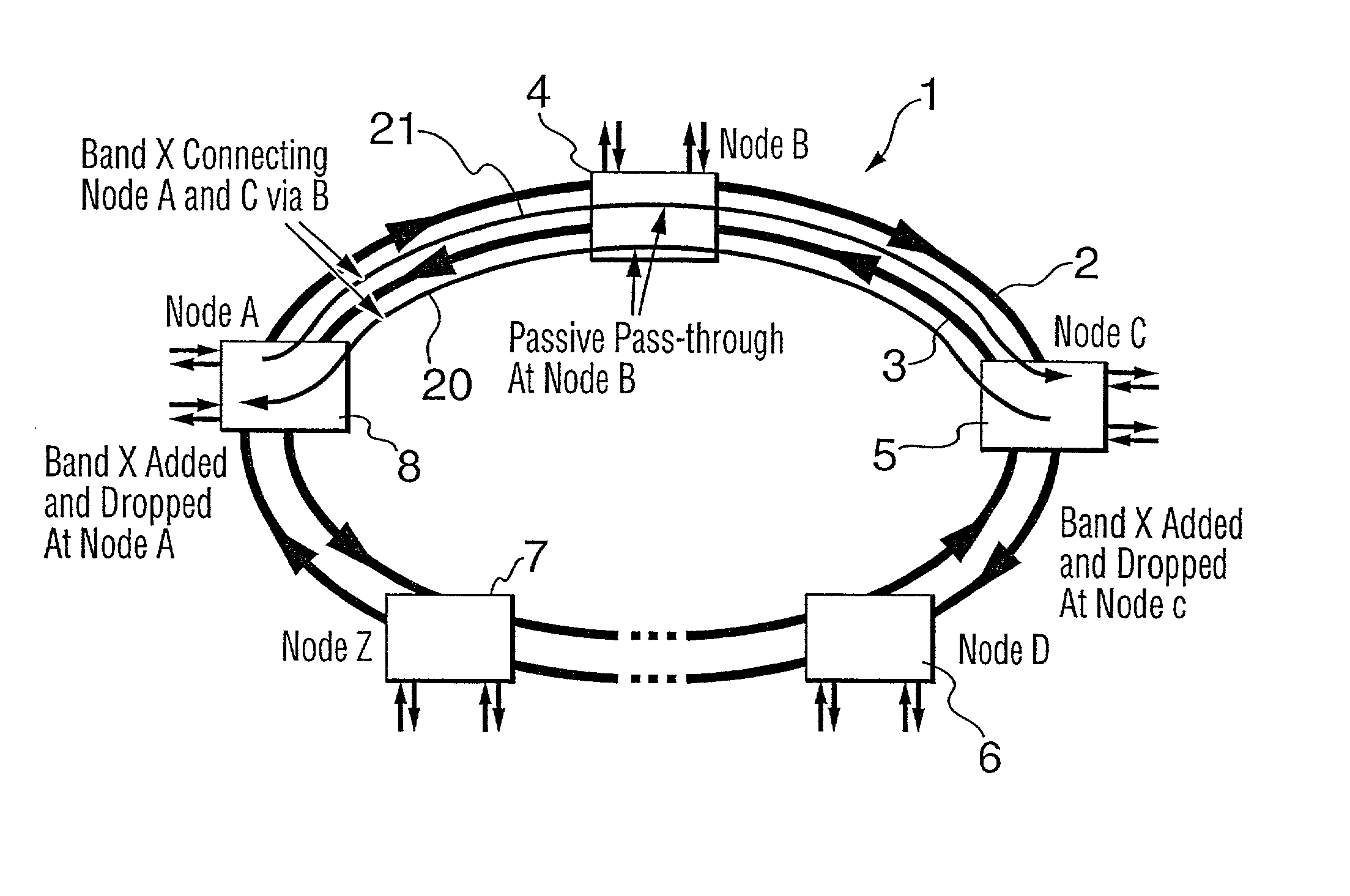 WDM optical network and switching node with pilot tone communications