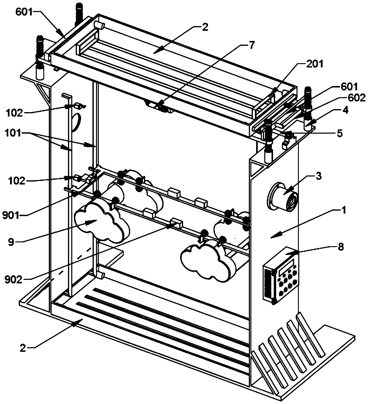 Snowfall flow simulation device for primary school science teaching demonstration