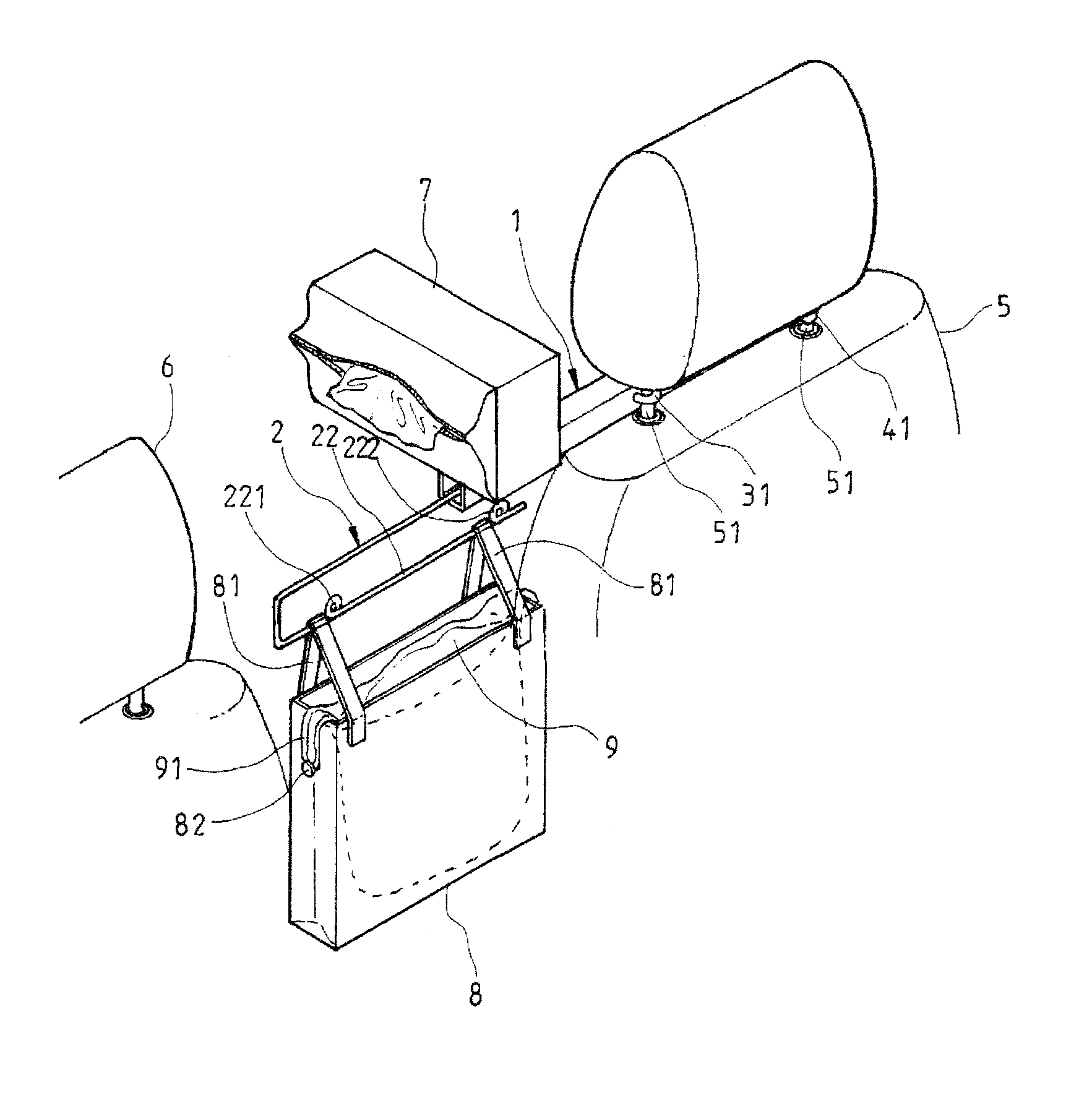 Storage structure attached to car seat