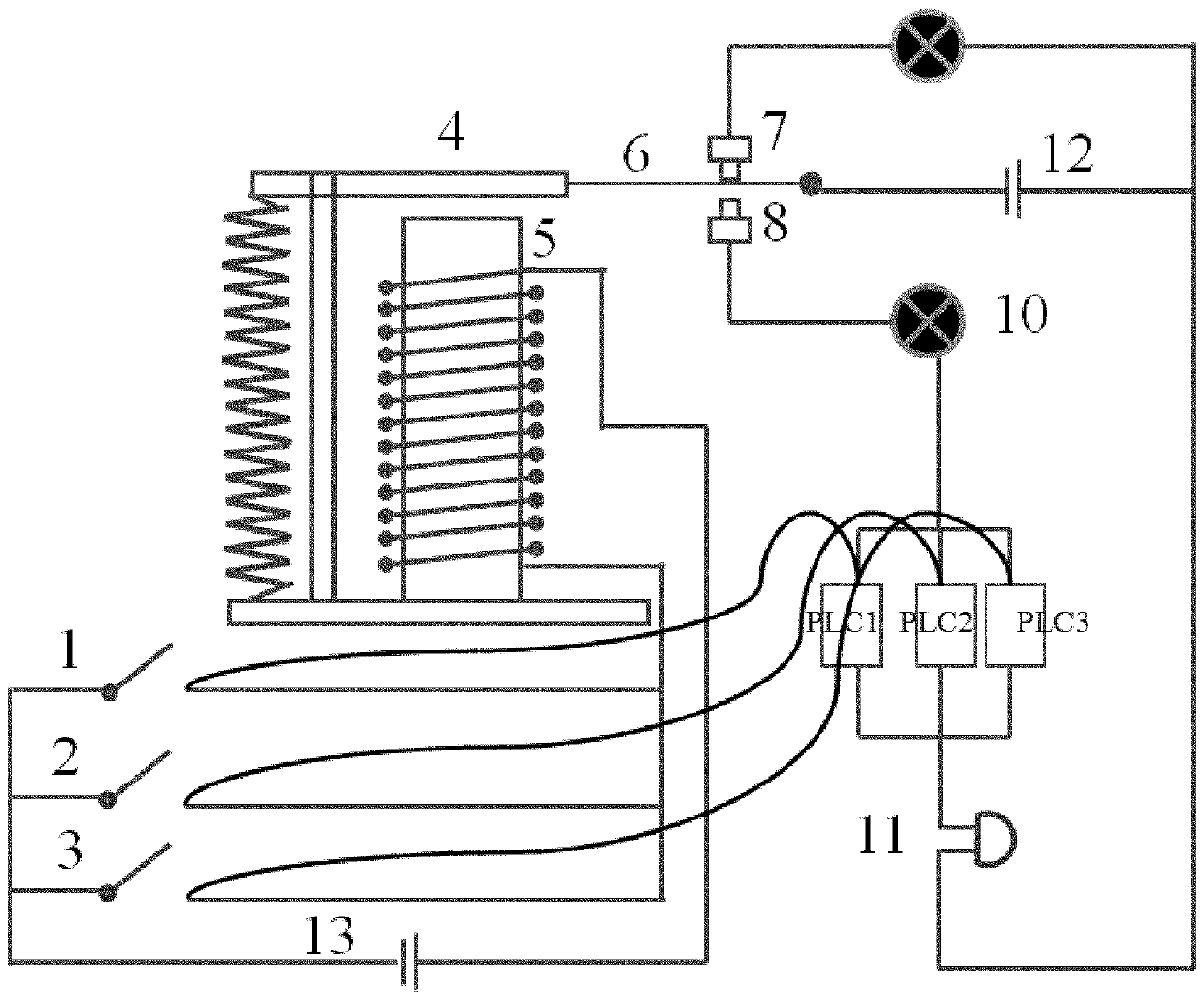 Internal pressure multi-point control automatic alarm system for steel pipe column expansion crack failure