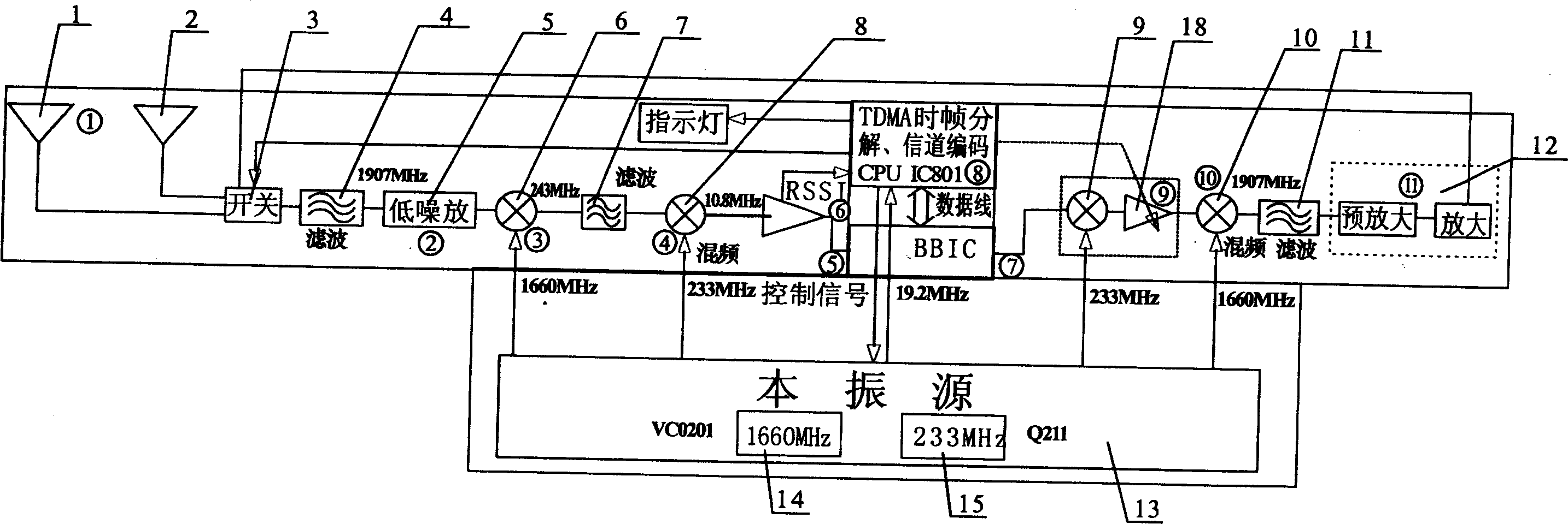 Intelligent base station signal relay amplifying and transmitting device and method