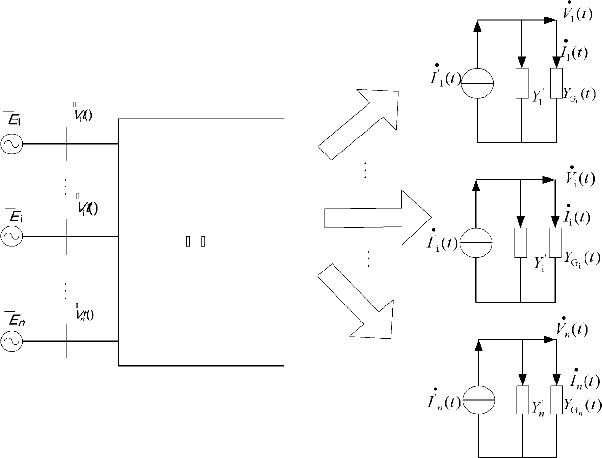 Projection method for generator node voltage during electric power system transient stability simulation process