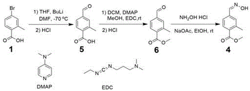 Method for preparing 2-methyl-4-formaldoxime methyl benzoate