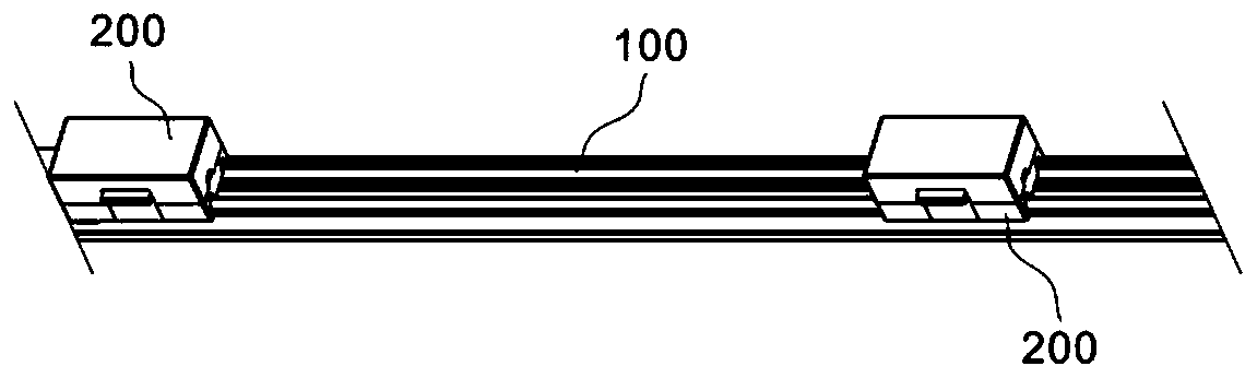 Insert button type electricity getting-based external track power supply system