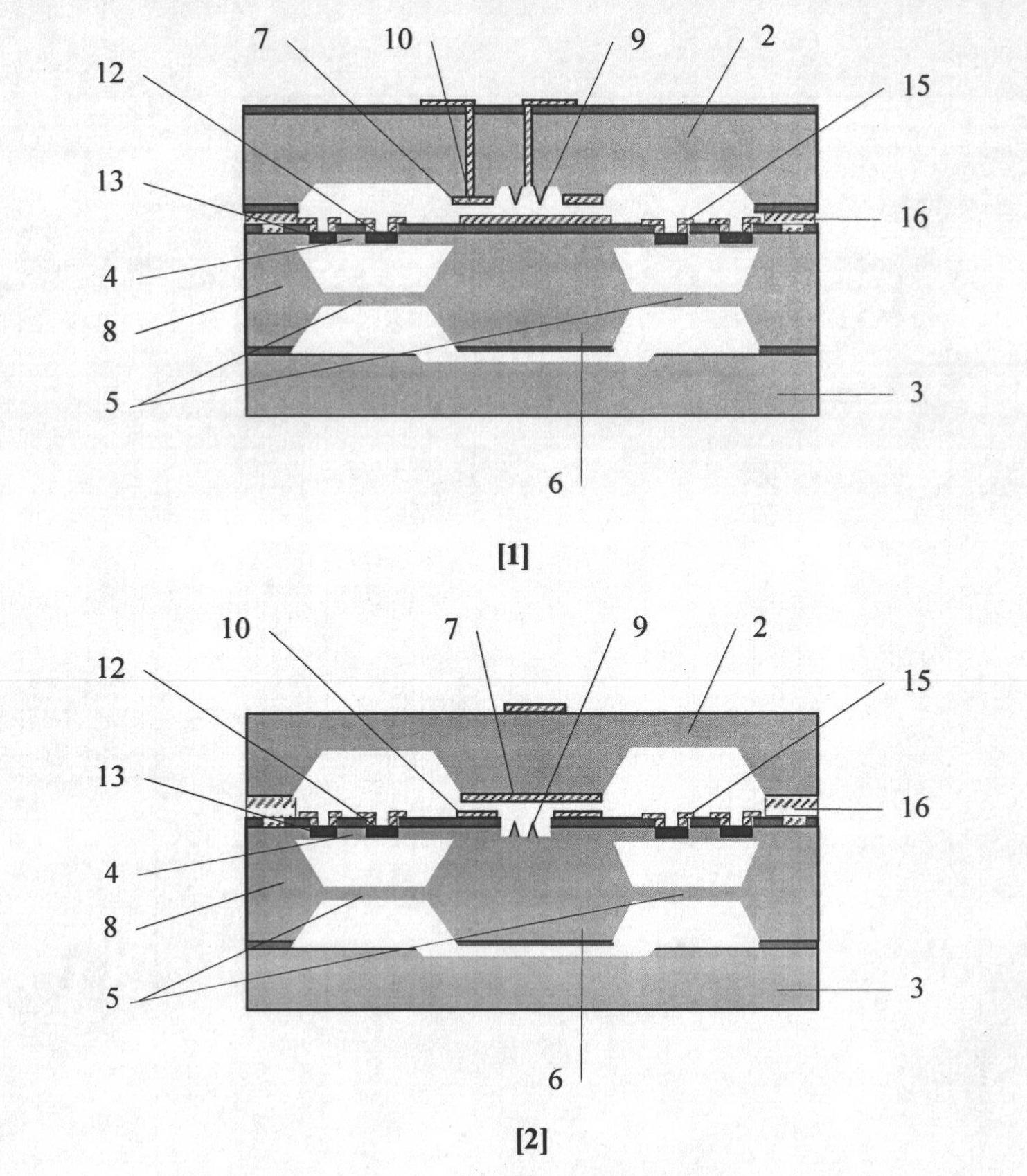 Resonance-equilibrium tunnel current type three-axis acceleration transducer and manufacturing method thereof