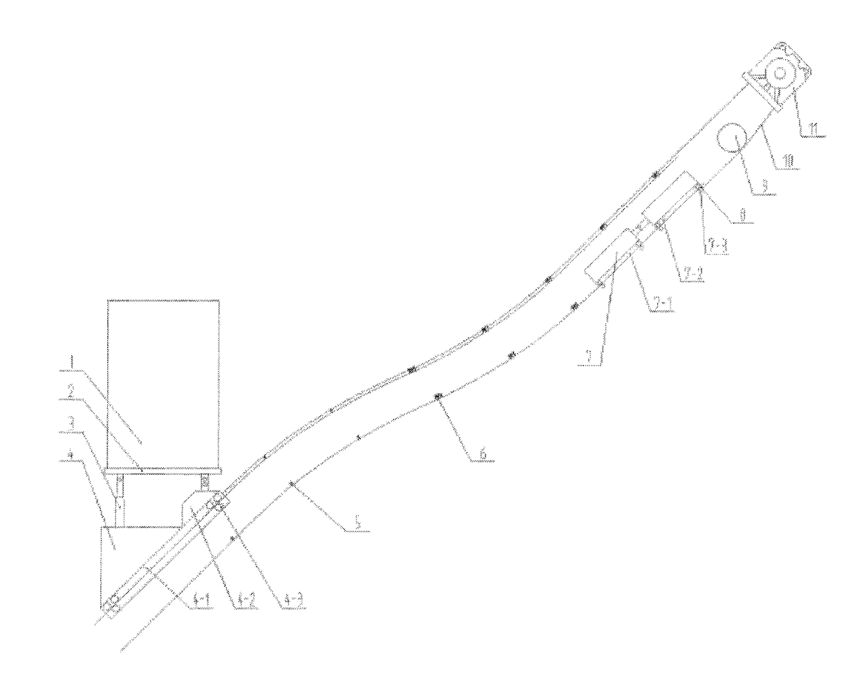 Variable gradient inclined running container traction rope adjustment apparatus and method