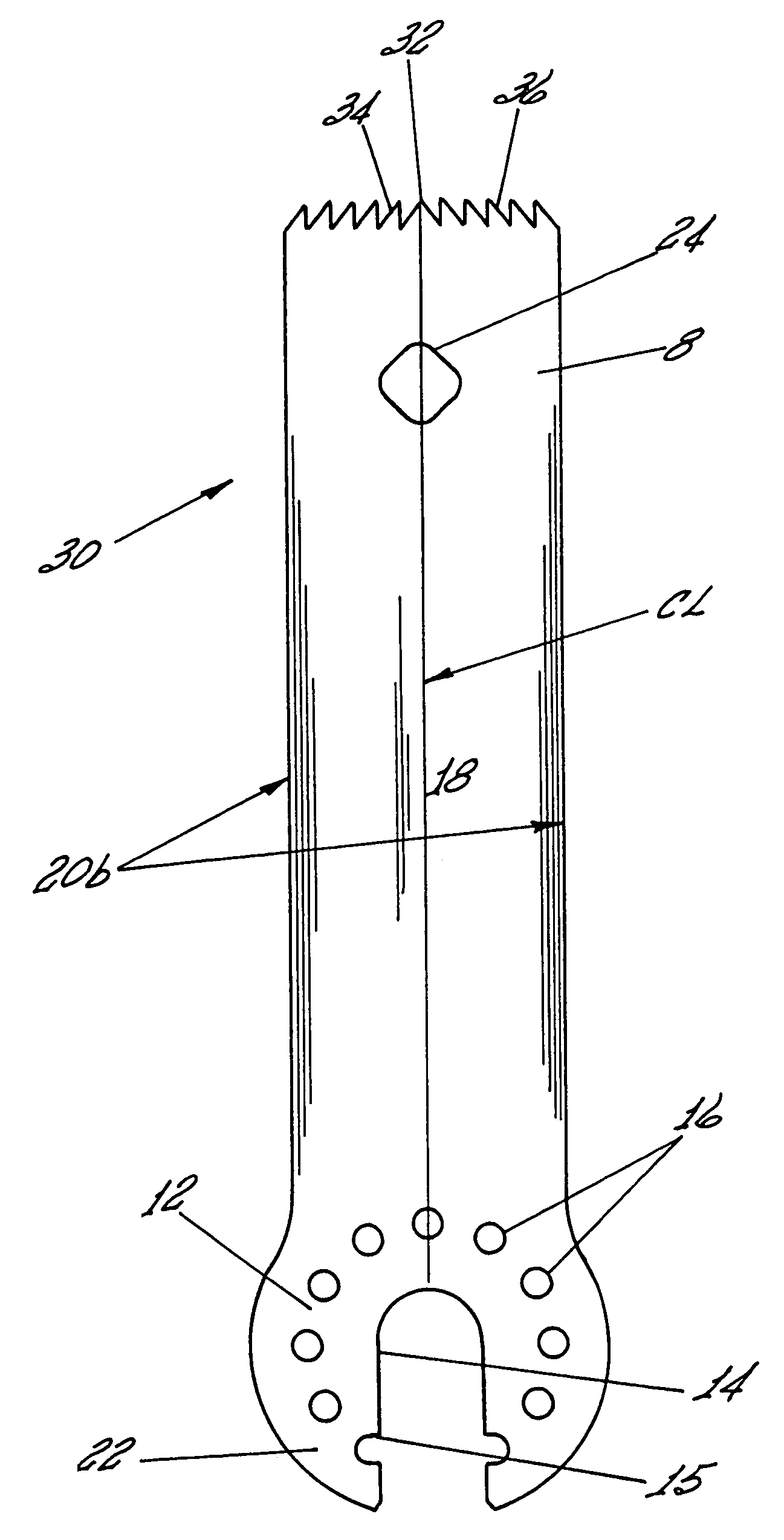 Surgical saw blade having at least one pair of opposed teeth shaped as right triangles