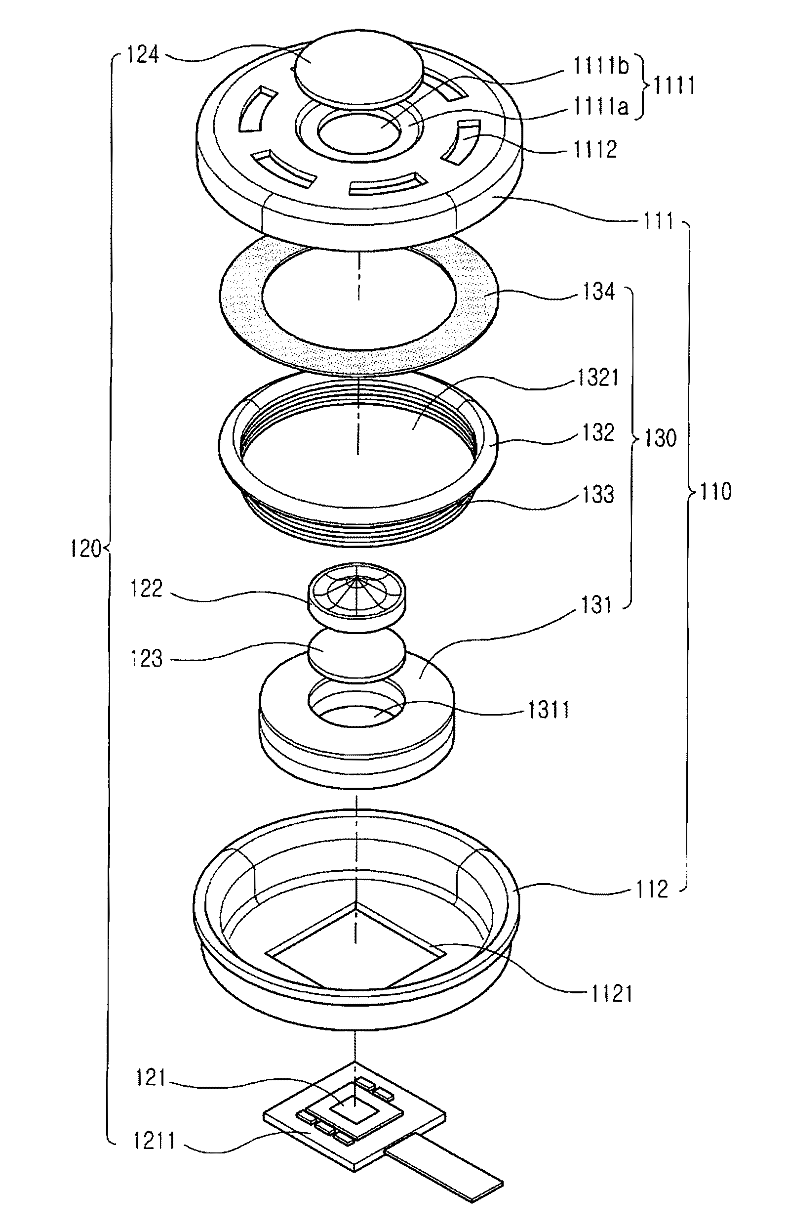 Camera lens module-integrated speaker assembly