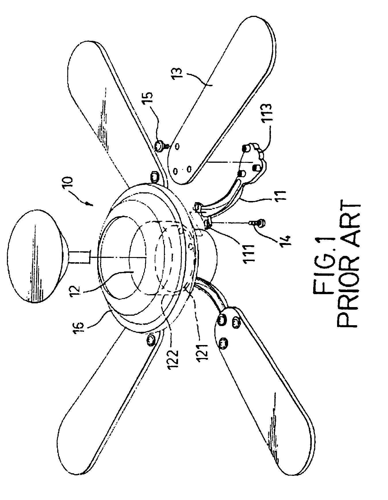 Connecting device for connecting a fan blade to a rotor of a motor of a ceiling fan