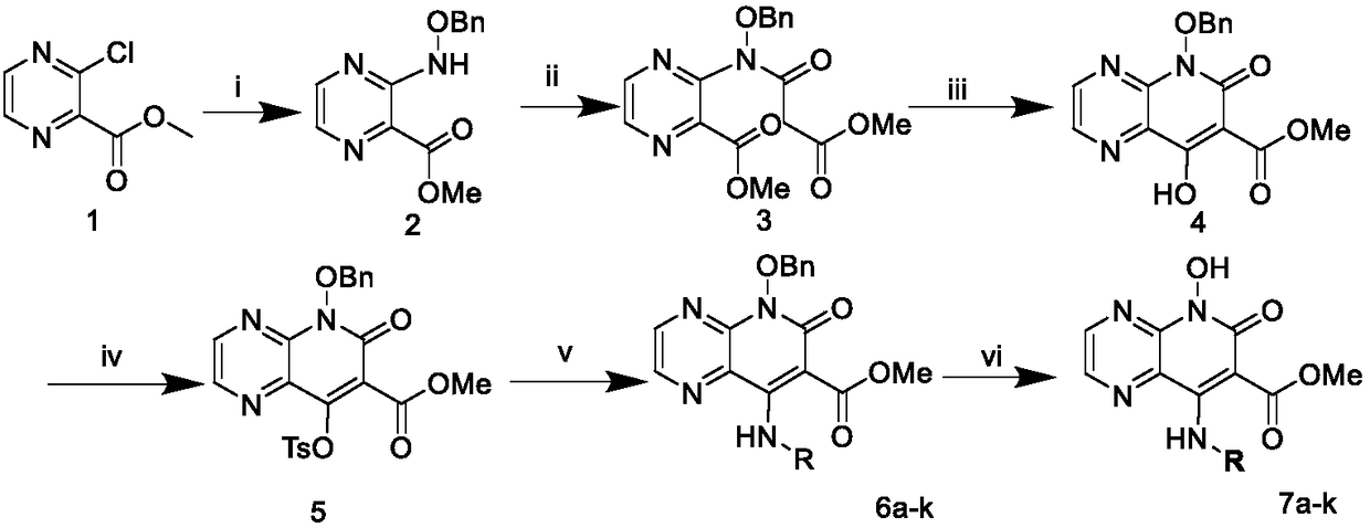 8-amino-7-methyl formate-pyrazine pyridone derivatives and preparation method and use thereof