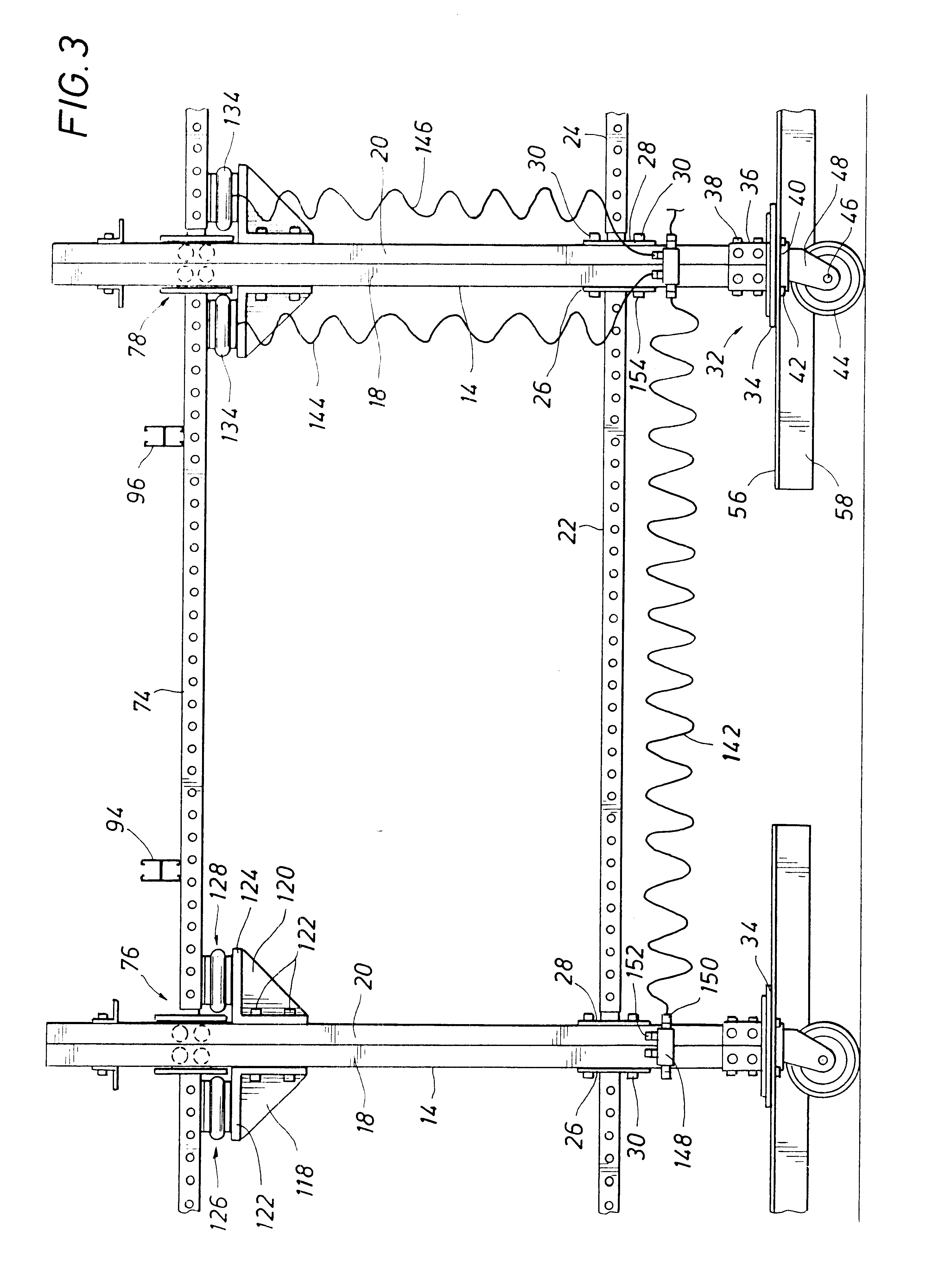 Pneumatic lift and movement system for shelving