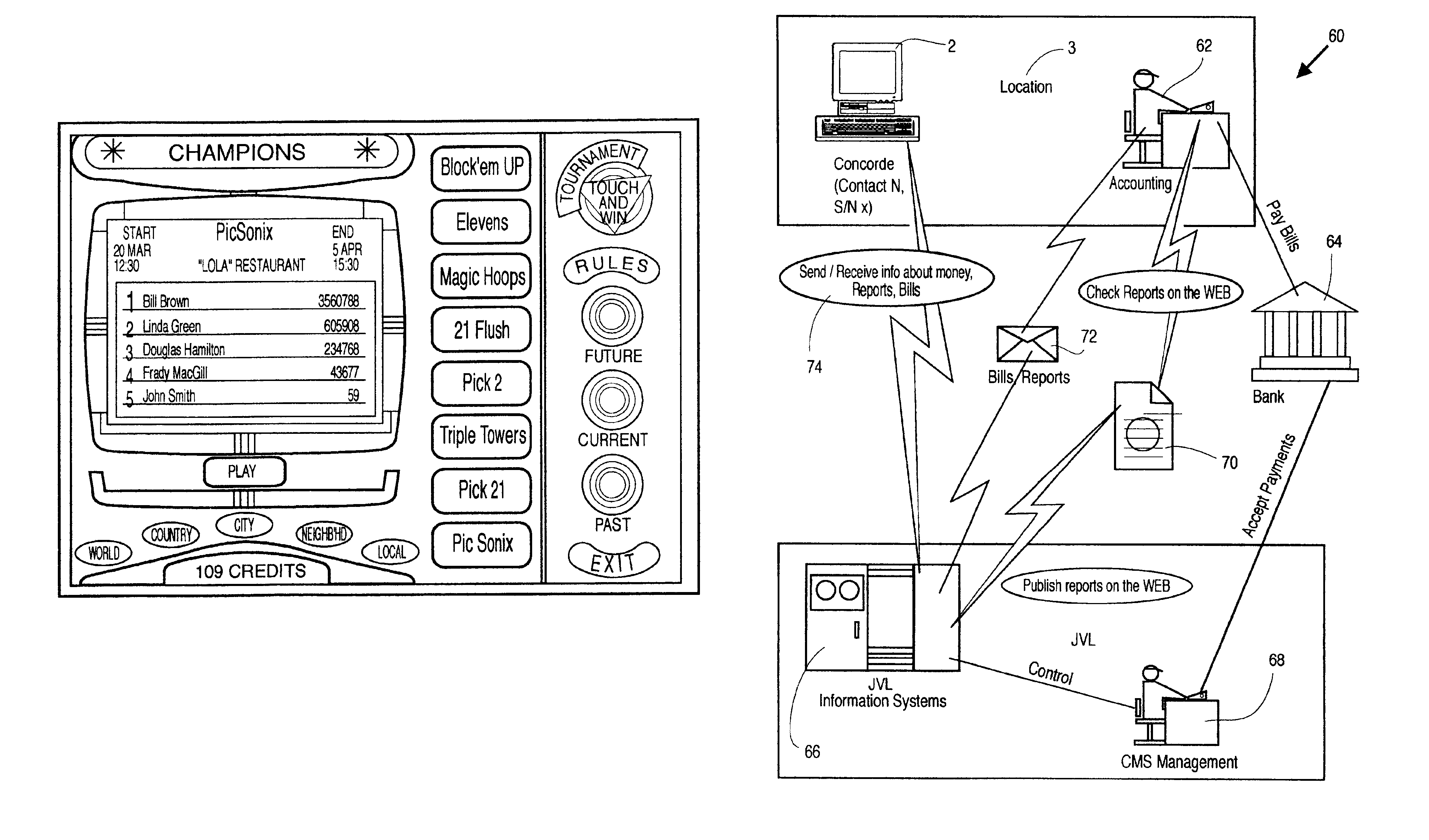 Coin and bill video game terminal system