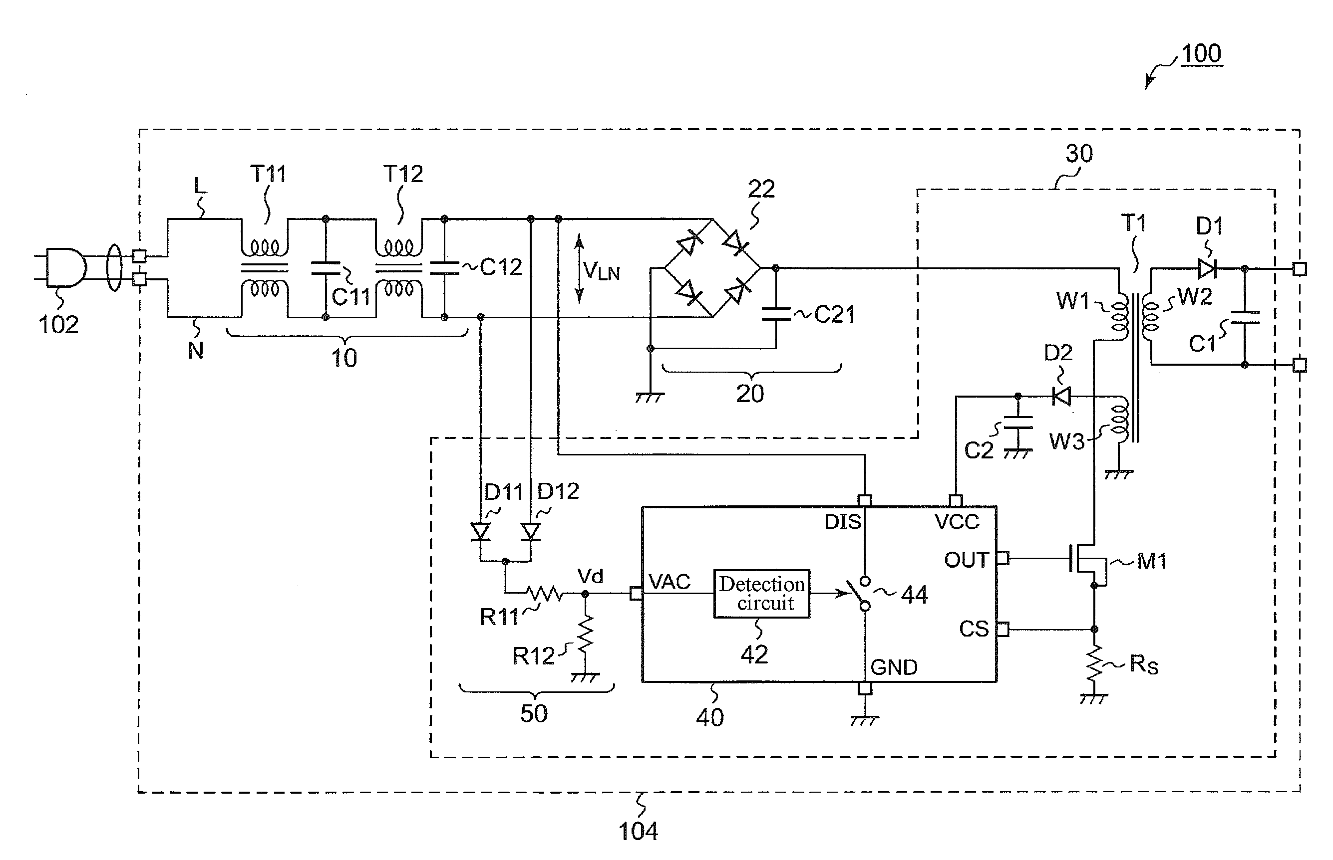 Ac/dc converter, and ac power adapter and electronic apparatus using the same