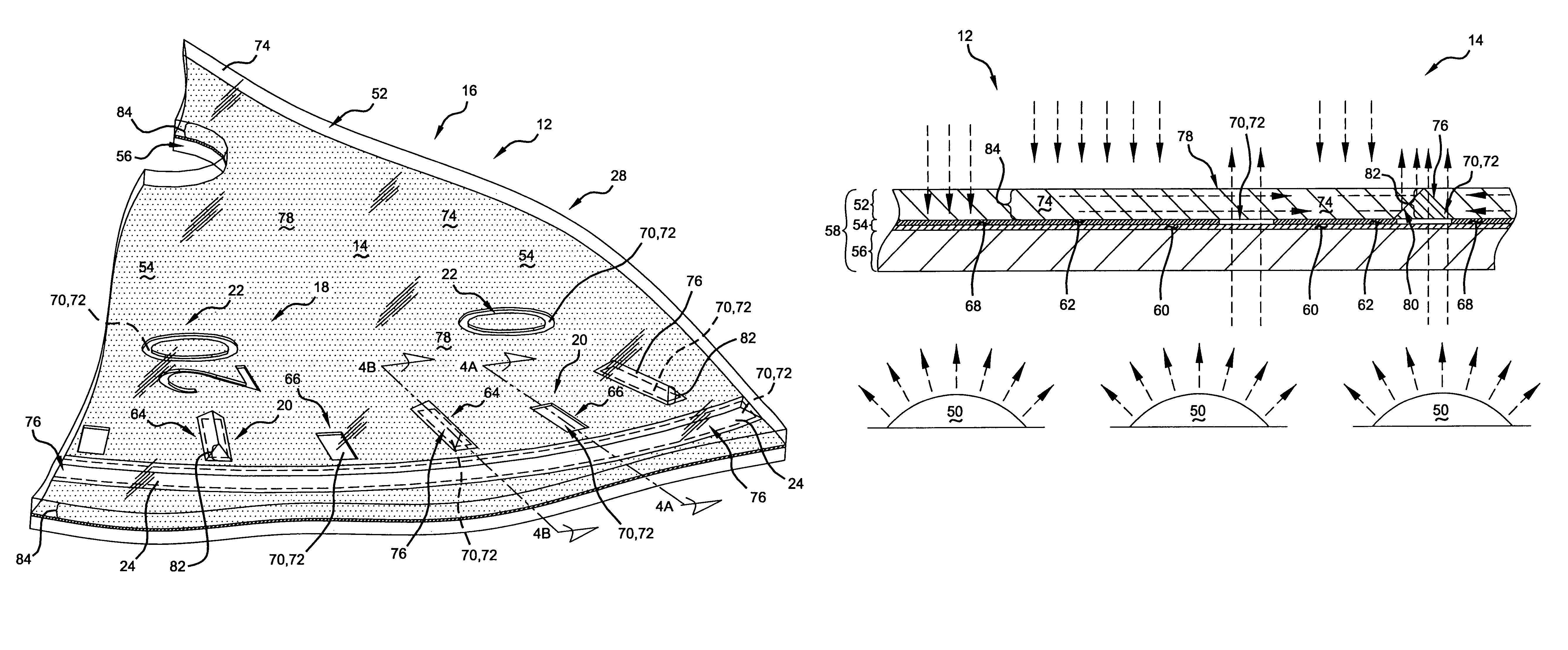 Self-illumination applique system and method