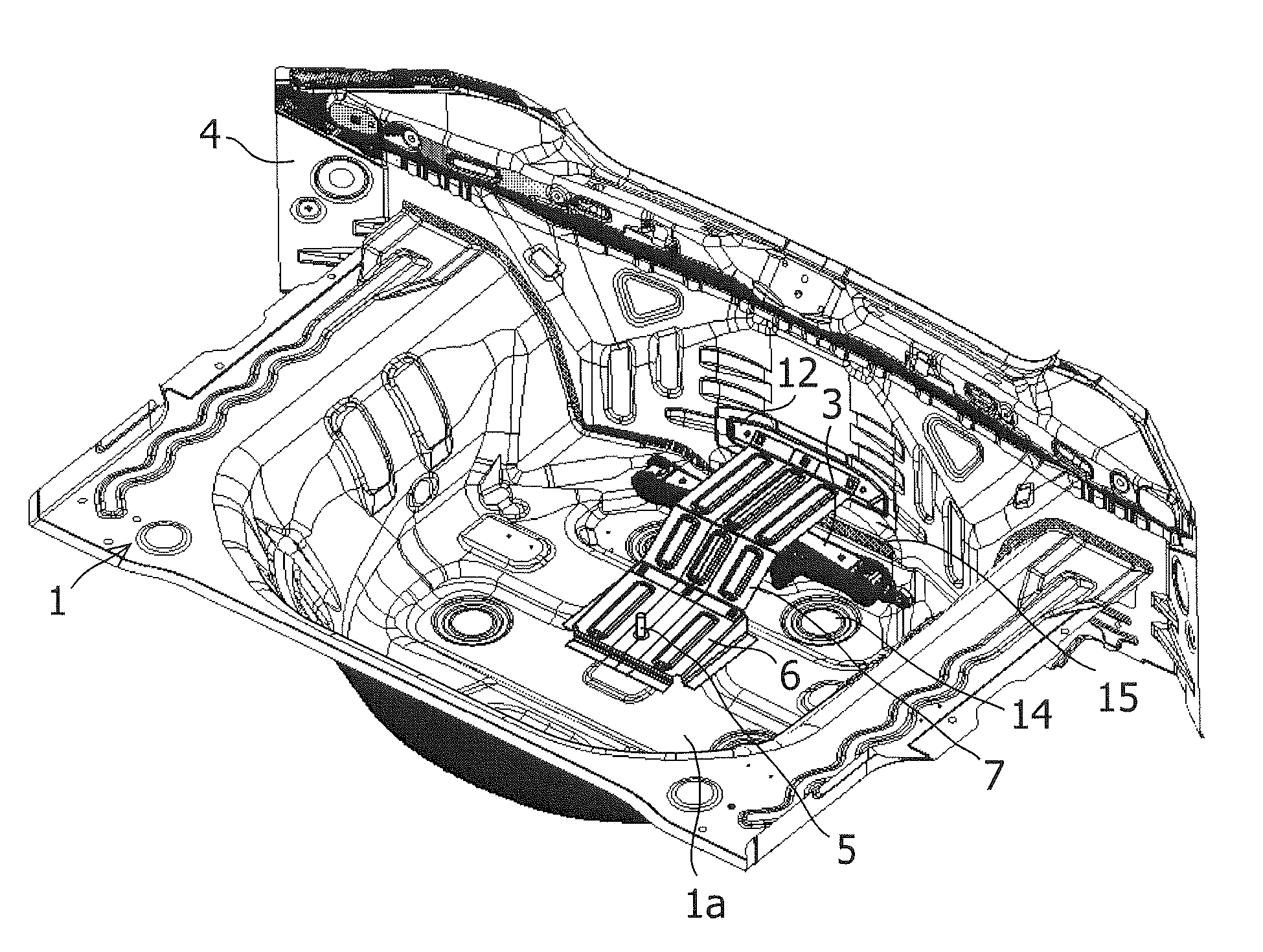 Rear floor structure in vehicle body rear part