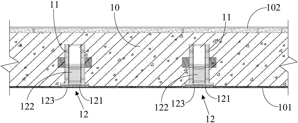 Concealed lifting hook positioning device and lifting hook lifting construction method