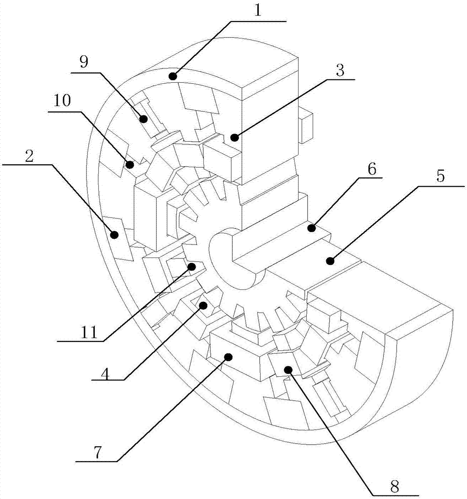 Permanent-magnet bias no-bearing switch reluctance starter/generator