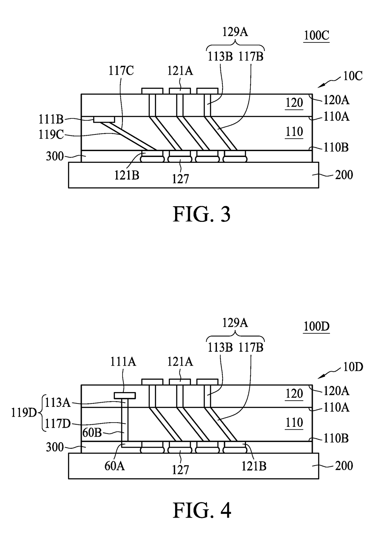 Chip package having tilted through silicon via