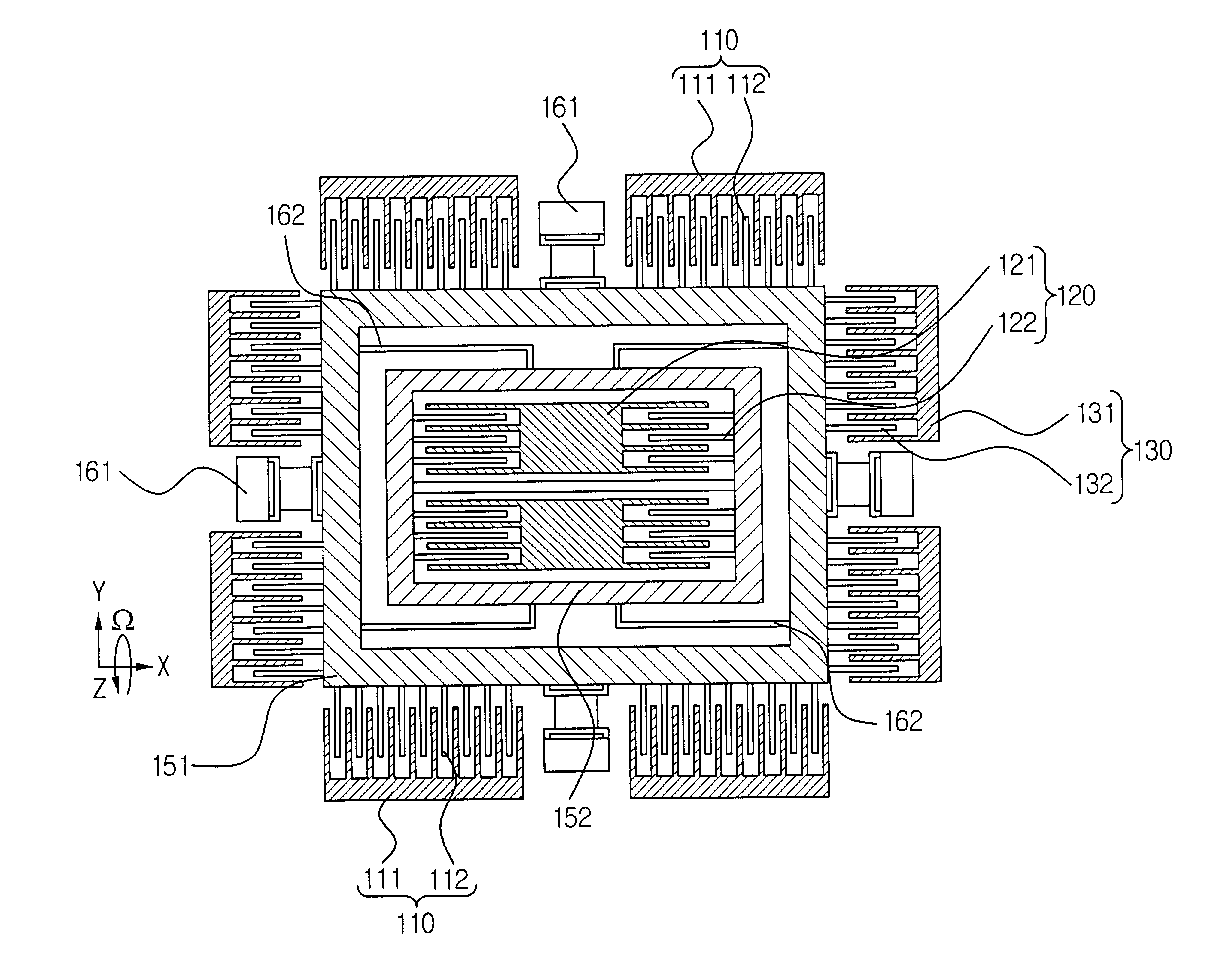 MEMS gyroscope having mass vibrating vertically on substrate