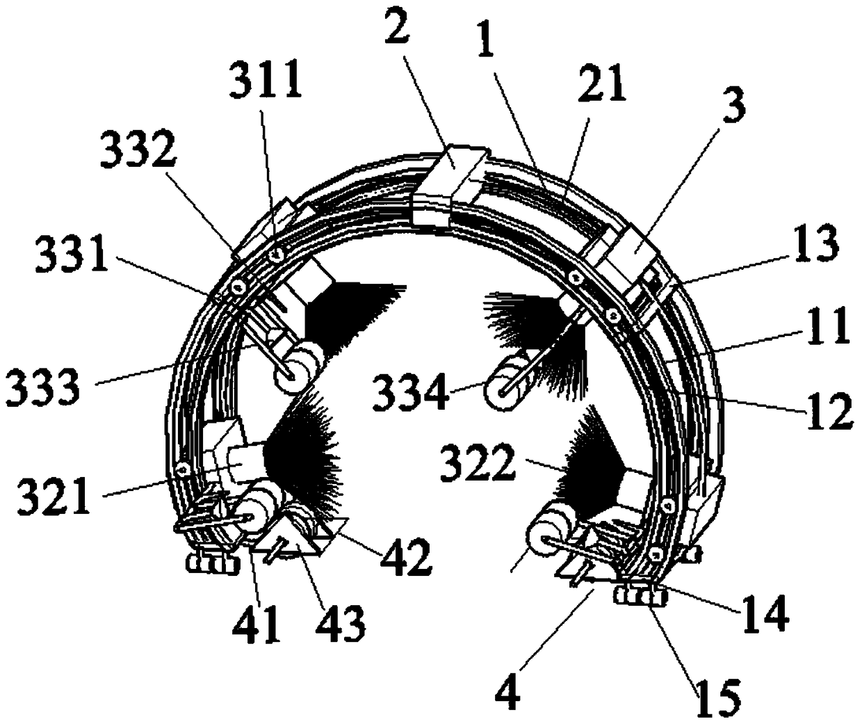 Construction device for automatic circumferential cleaning and release agent applying of large-section tunnel lining trolley formwork and construction method