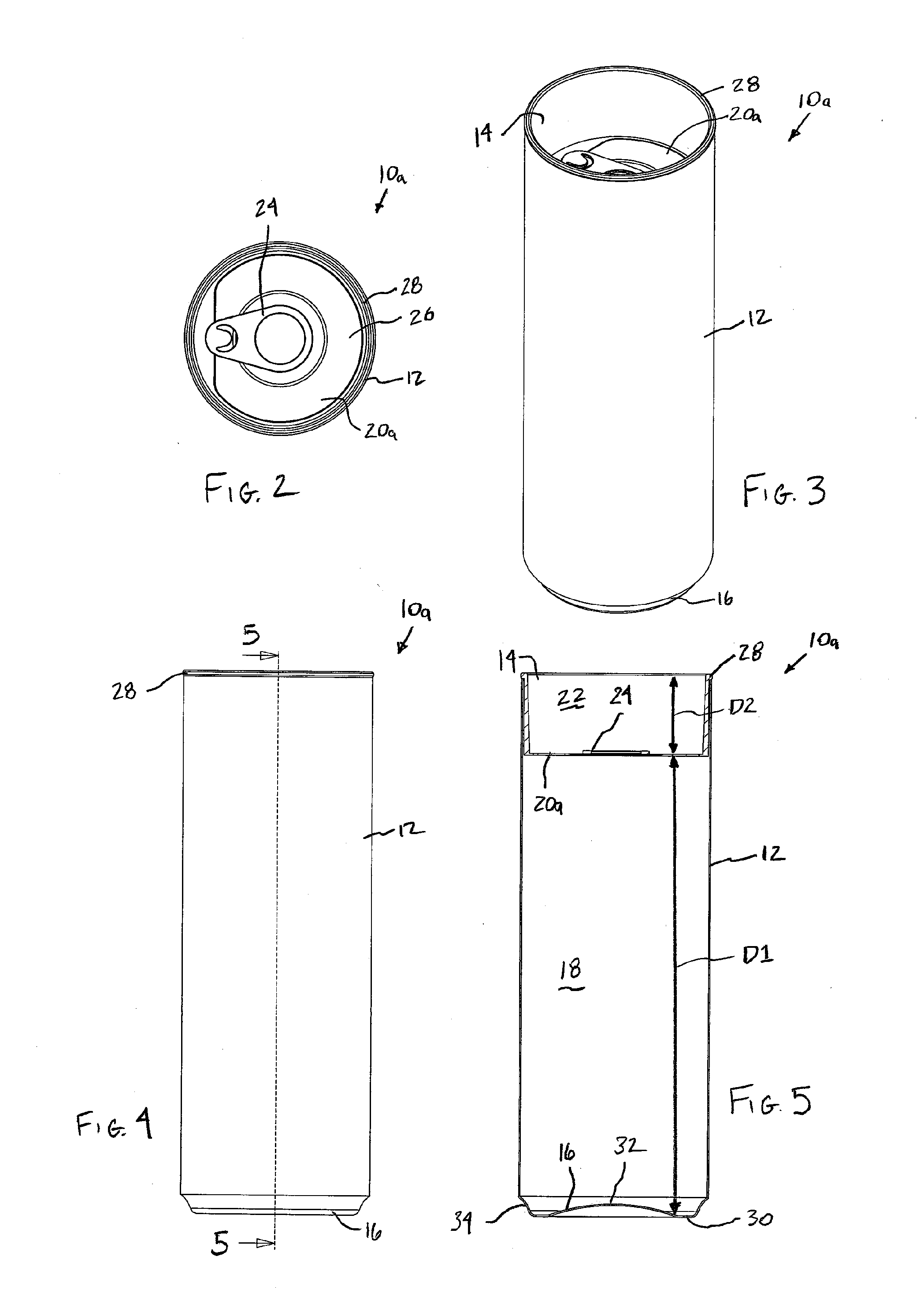 Beverage container with recessed top and method for using same