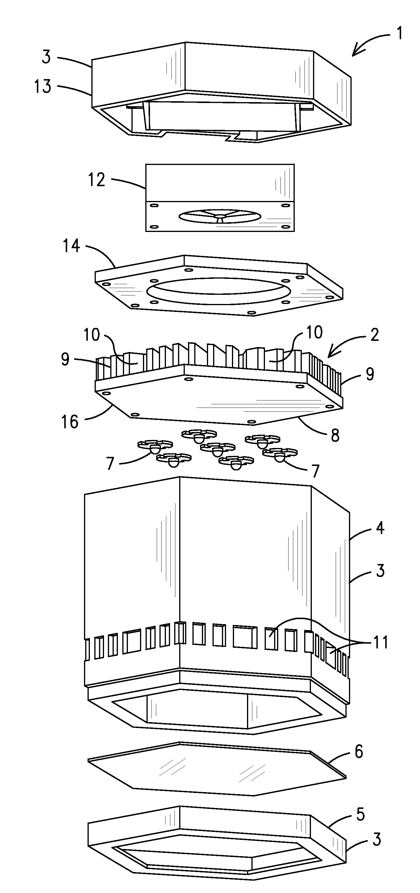 LED lamp with actively cooled heat sink