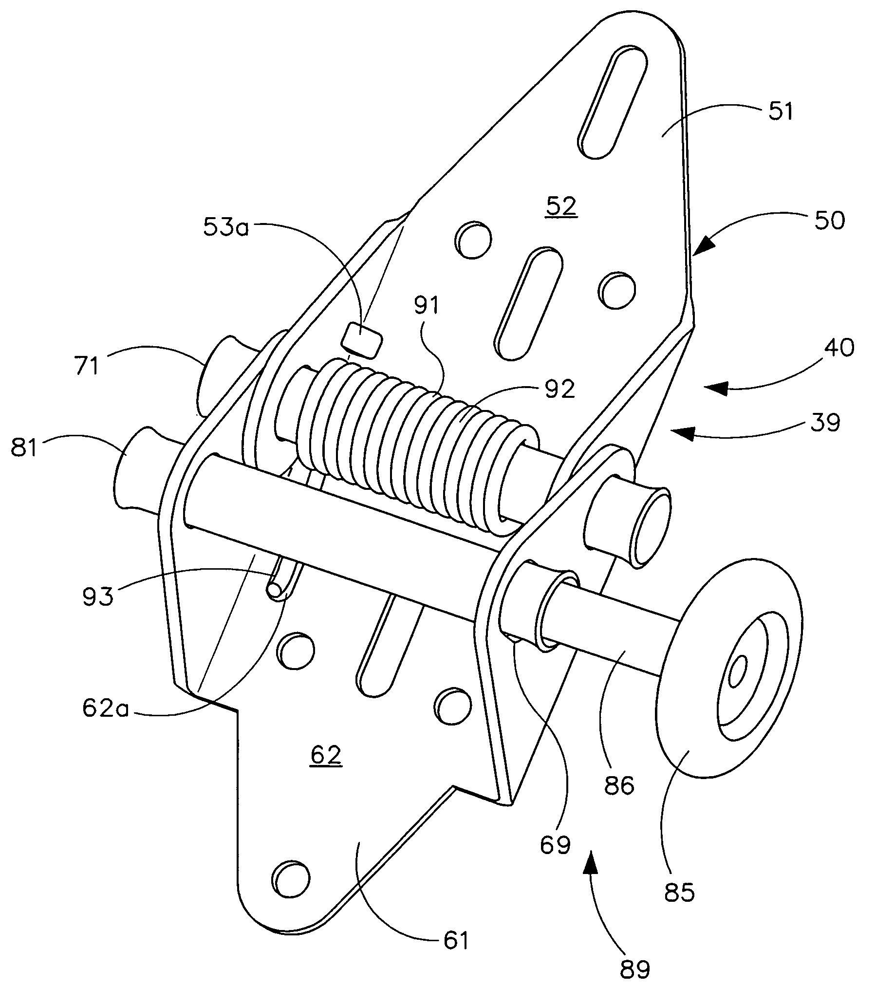 Overhead door with spring-loaded roller hinges