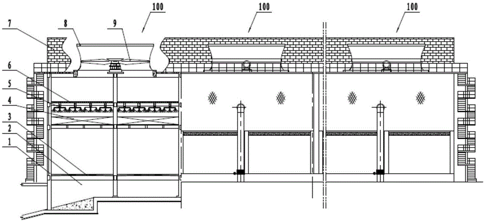 Low-noise cooling tower system