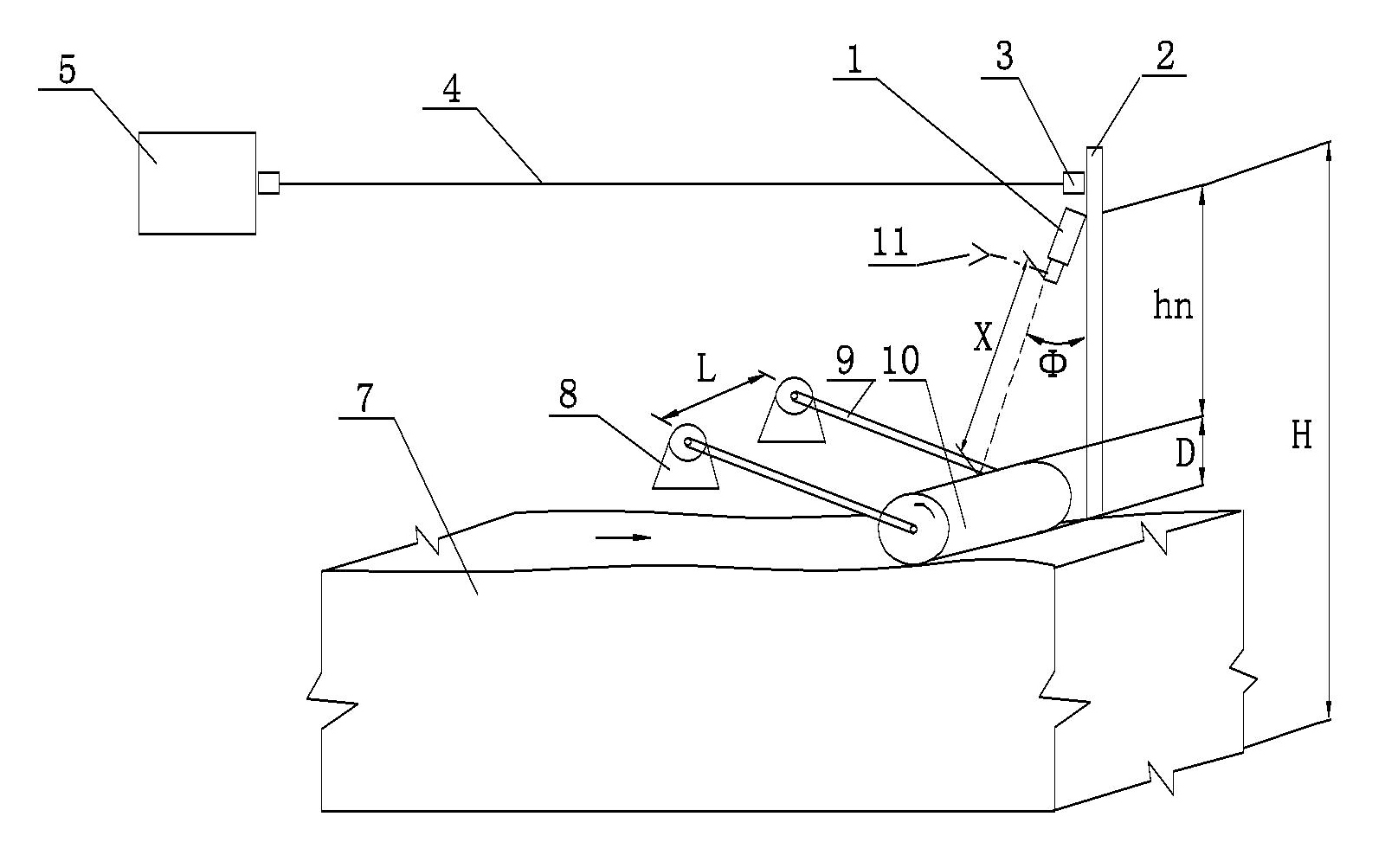 Laser thickness measuring device of down-draft sintering material layer