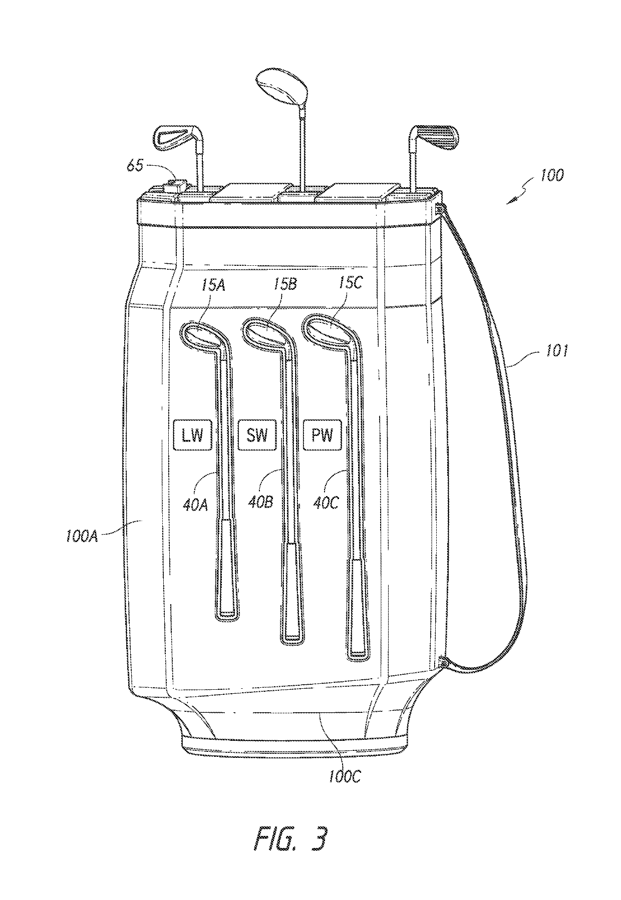 Golf bag with club spacing features