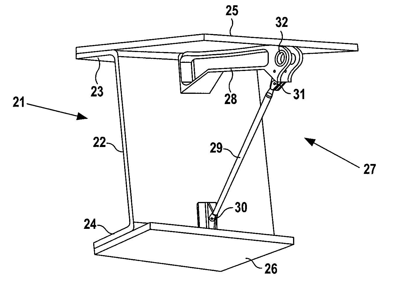 Aircraft structure with hinge rib assembly