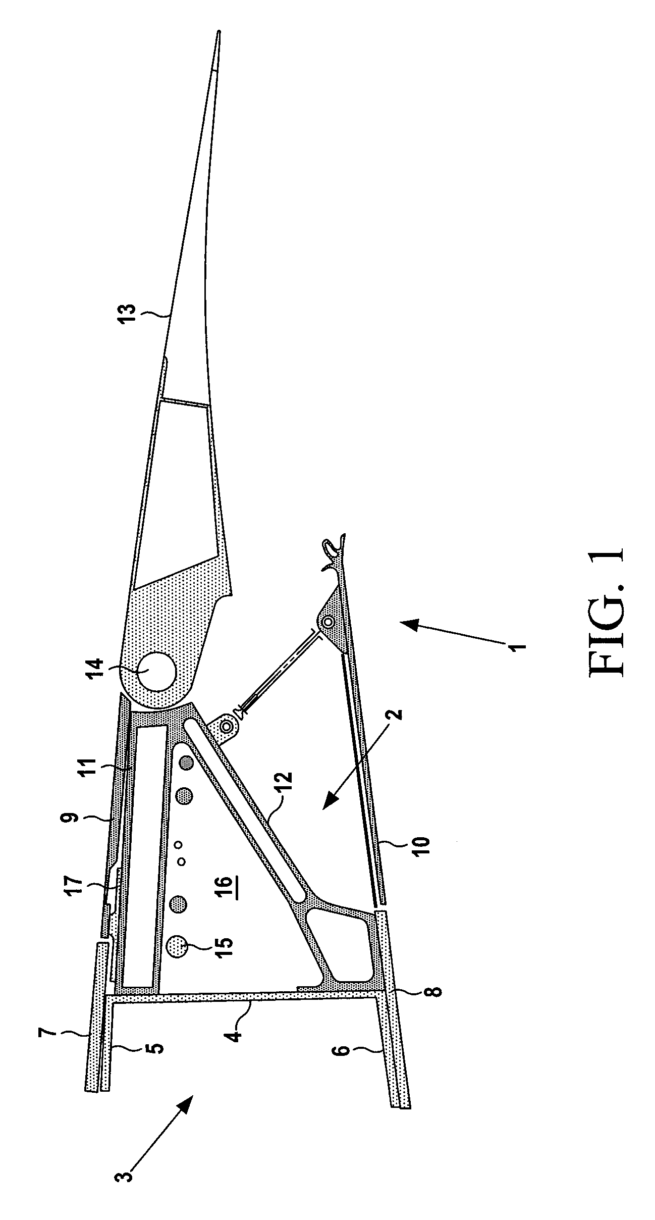 Aircraft structure with hinge rib assembly