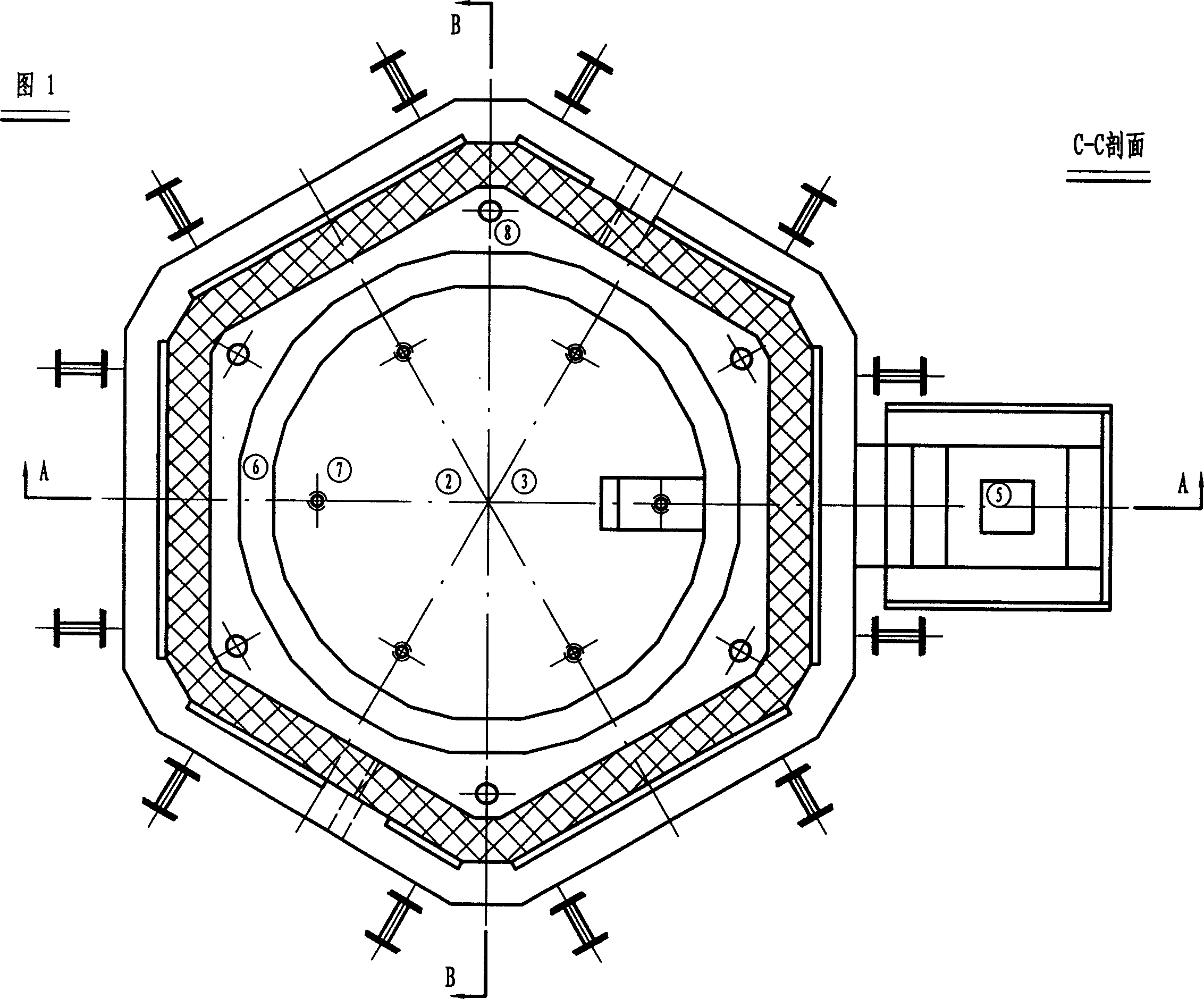 Hexagonal step type electrofusion furnace technology for high boron silicon instrument glass