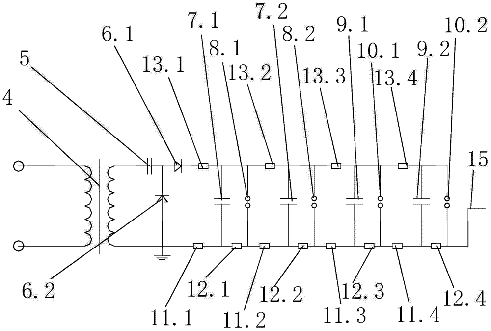 Capacitive graded compact impulse voltage generator