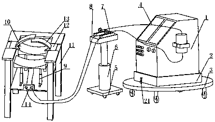 Threaded pipe angle regulating device and supporting system for operation with anesthesia