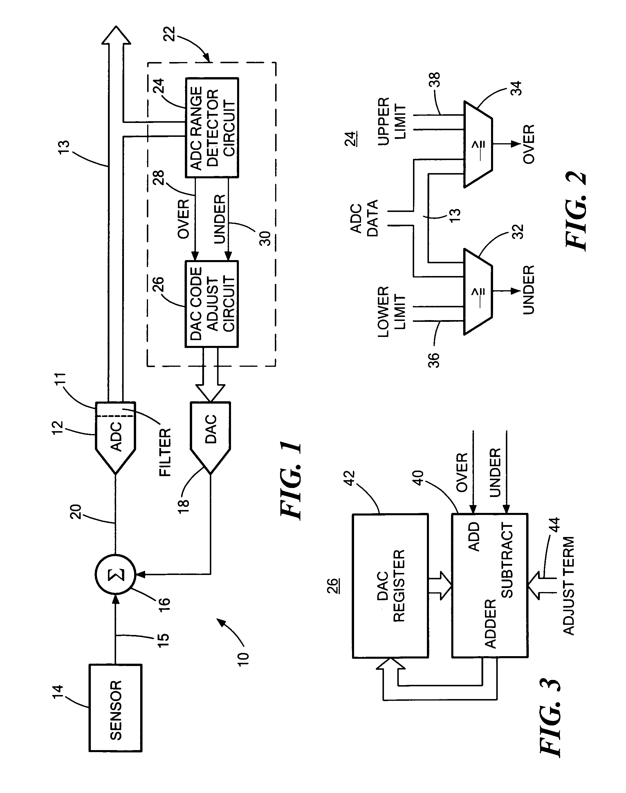 Automatic range shift system and method for an analog to digital converter