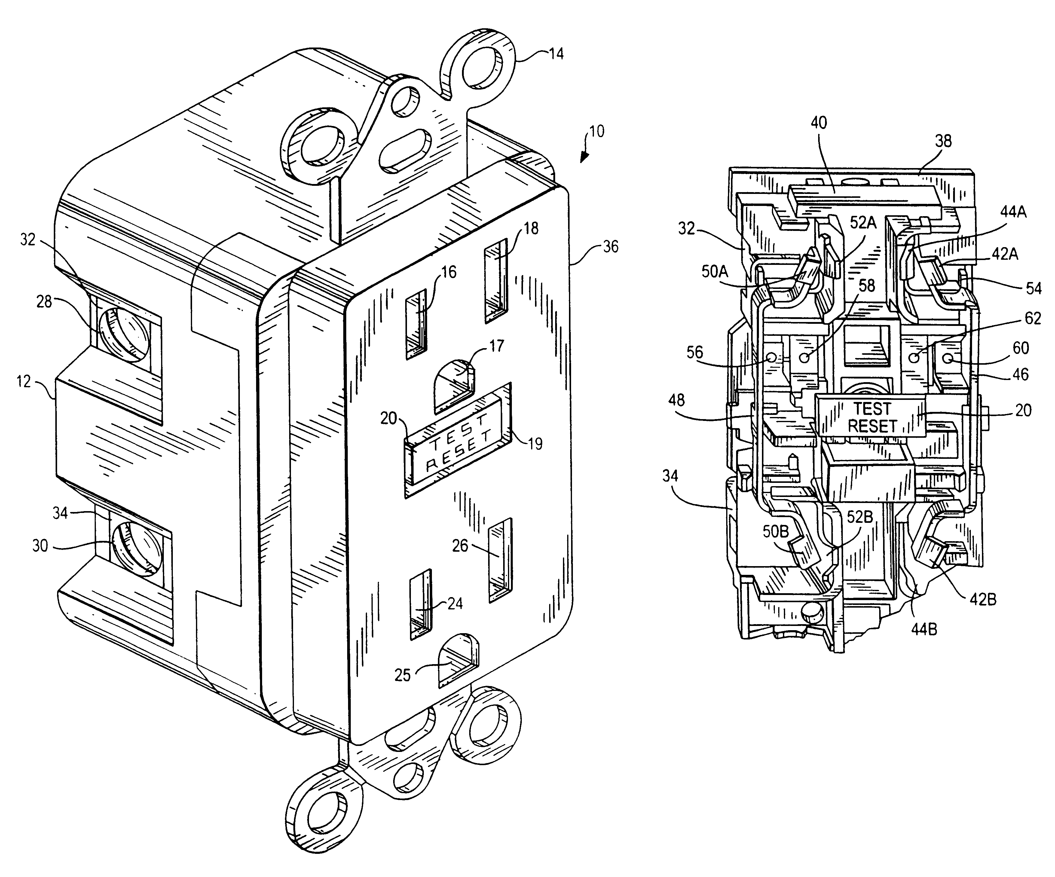 Circuit interrupting device with a single test-reset button