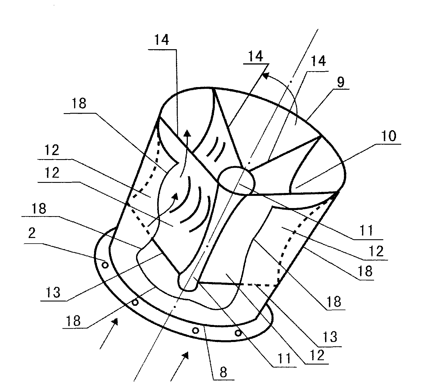 Cyclone air-inlet centrifugal synchronous backward flow fan