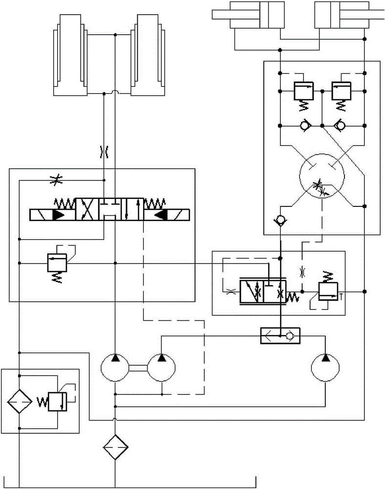 Fixed variable hydraulic system of mining dump truck