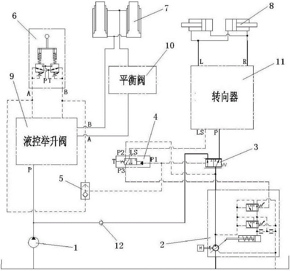 Fixed variable hydraulic system of mining dump truck