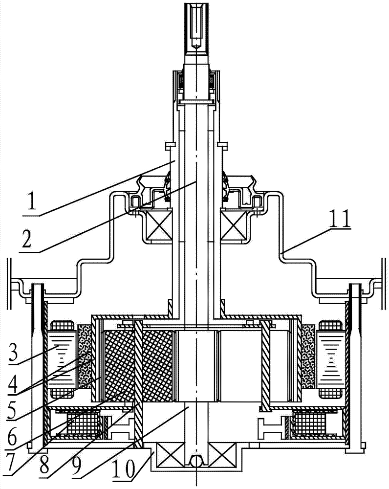 A washing machine integrated motor acceleration clutch