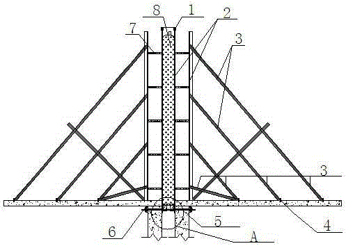 Construction method of double-shear wall template formwork at deformation joint