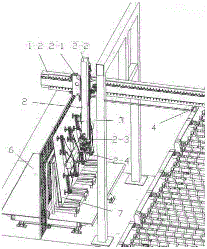 Multi-axis bridge-type glass online stacker related to stacking manipulator