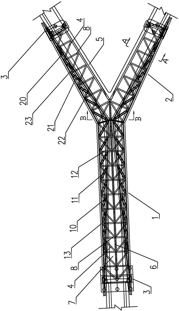 Y-shaped triangular steel truss beam bridge